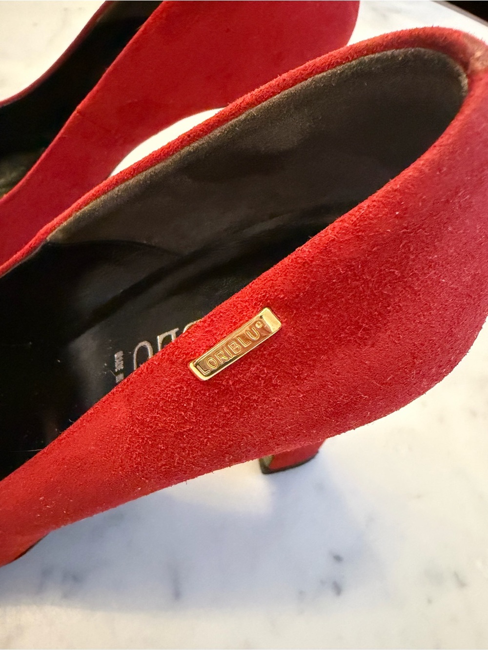 loriblu luxury Italian Designer Red‎ Suede Heels Size 38 - Picture 2 of 16